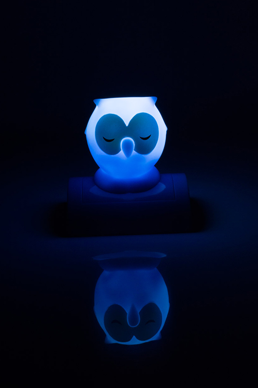 Lámpara LED forma búho color azul